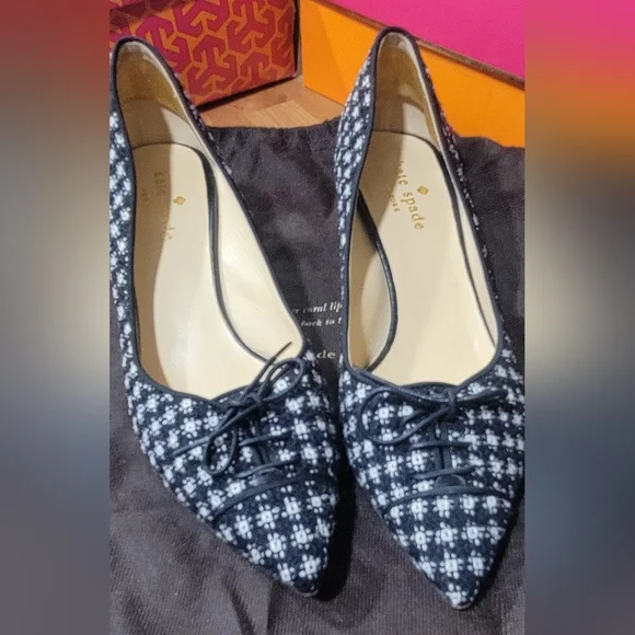 Kate Spade Black and White Tweed Flats - Picture 6 of 6